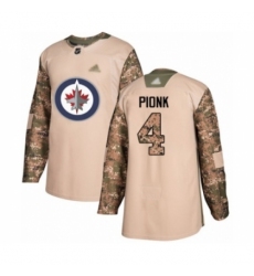 Men's Winnipeg Jets #4 Neal Pionk Authentic Camo Veterans Day Practice Hockey Jersey
