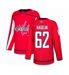 Men's Washington Capitals #62 Carl Hagelin Authentic Red Home Hockey Jersey