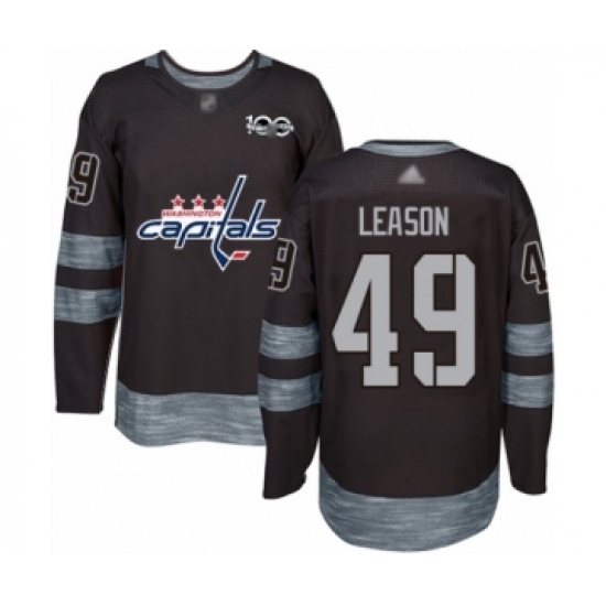 Men's Washington Capitals #49 Brett Leason Authentic Black 1917-2017 100th Anniversary Hockey Jersey Men's Washington Capitals #49 Brett Leason Authentic Black 1917-2017 100th Anniversary Hockey Jersey