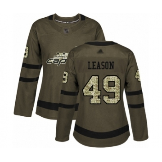 Women's Washington Capitals #49 Brett Leason Authentic Green Salute to Service Hockey Jersey Women's Washington Capitals #49 Brett Leason Authentic Green Salute to Service Hockey Jersey