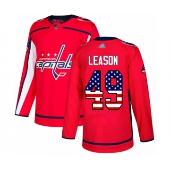 Youth Washington Capitals #49 Brett Leason Authentic Red USA Flag Fashion Hockey Jersey Youth Washington Capitals #49 Brett Leason Authentic Red USA Flag Fashion Hockey Jersey