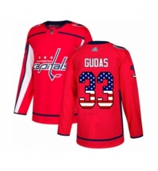 Men's Washington Capitals #33 Radko Gudas Authentic Red USA Flag Fashion Hockey Jersey