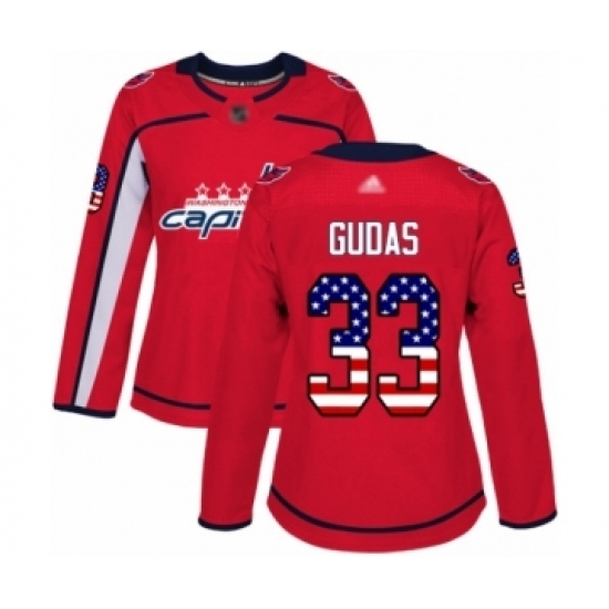 Women's Washington Capitals #33 Radko Gudas Authentic Red USA Flag Fashion Hockey Jersey Women's Washington Capitals #33 Radko Gudas Authentic Red USA Flag Fashion Hockey Jersey