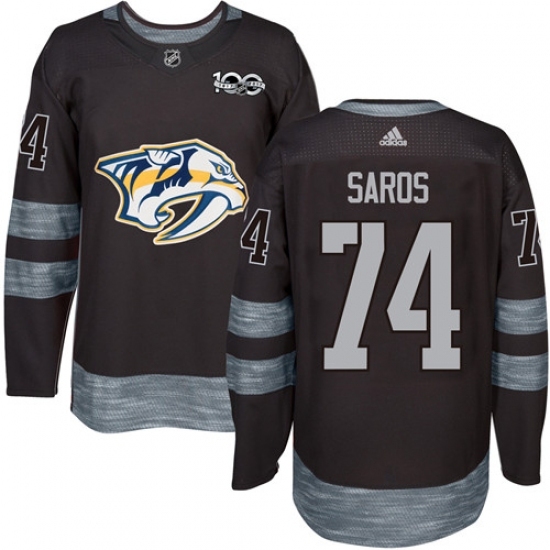 Men's Adidas Nashville Predators #74 Juuse Saros Authentic Black 1917-2017 100th Anniversary NHL Jersey Men's Adidas Nashville Predators #74 Juuse Saros Authentic Black 1917-2017 100th Anniversary NHL Jersey