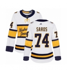 Women's Nashville Predators #74 Juuse Saros Authentic White 2020 Winter Classic Hockey Jersey
