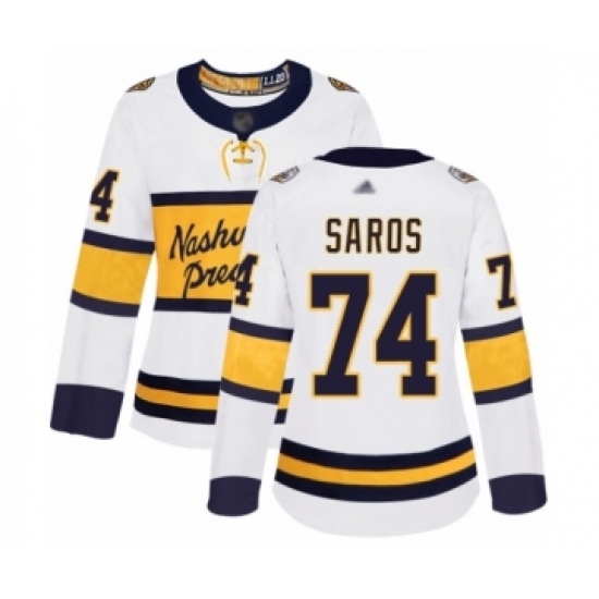 Women's Nashville Predators #74 Juuse Saros Authentic White 2020 Winter Classic Hockey Jersey Women's Nashville Predators #74 Juuse Saros Authentic White 2020 Winter Classic Hockey Jersey