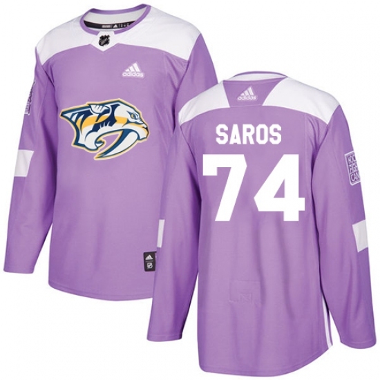 Youth Adidas Nashville Predators #74 Juuse Saros Authentic Purple Fights Cancer Practice NHL Jersey Youth Adidas Nashville Predators #74 Juuse Saros Authentic Purple Fights Cancer Practice NHL Jersey