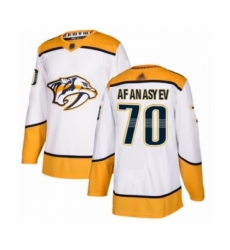Men's Nashville Predators #70 Egor Afanasyev Authentic White Away Hockey Jersey