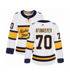 Women's Nashville Predators #70 Egor Afanasyev Authentic White 2020 Winter Classic Hockey Jersey Women's Nashville Predators #70 Egor Afanasyev Authentic White 2020 Winter Classic Hockey Jersey