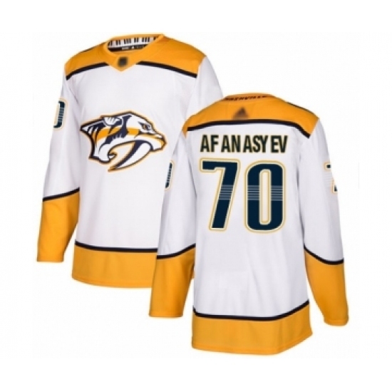 Youth Nashville Predators #70 Egor Afanasyev Authentic White Away Hockey Jersey Youth Nashville Predators #70 Egor Afanasyev Authentic White Away Hockey Jersey