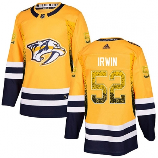 Men's Adidas Nashville Predators #52 Matt Irwin Authentic Gold Drift Fashion NHL Jersey Men's Adidas Nashville Predators #52 Matt Irwin Authentic Gold Drift Fashion NHL Jersey