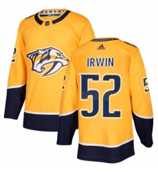 Men's Adidas Nashville Predators #52 Matt Irwin Authentic Gold Home NHL Jersey Men's Adidas Nashville Predators #52 Matt Irwin Authentic Gold Home NHL Jersey