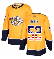 Men's Adidas Nashville Predators #52 Matt Irwin Authentic Gold USA Flag Fashion NHL Jersey Men's Adidas Nashville Predators #52 Matt Irwin Authentic Gold USA Flag Fashion NHL Jersey