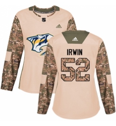 Women's Adidas Nashville Predators #52 Matt Irwin Authentic Camo Veterans Day Practice NHL Jersey