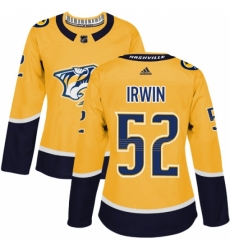 Women's Adidas Nashville Predators #52 Matt Irwin Authentic Gold Home NHL Jersey Women's Adidas Nashville Predators #52 Matt Irwin Authentic Gold Home NHL Jersey