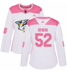Women's Adidas Nashville Predators #52 Matt Irwin Authentic White/Pink Fashion NHL Jersey