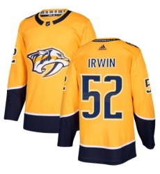 Youth Adidas Nashville Predators #52 Matt Irwin Authentic Gold Home NHL Jersey