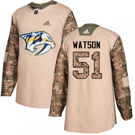 Men's Adidas Nashville Predators #51 Austin Watson Authentic Camo Veterans Day Practice NHL Jersey Men's Adidas Nashville Predators #51 Austin Watson Authentic Camo Veterans Day Practice NHL Jersey