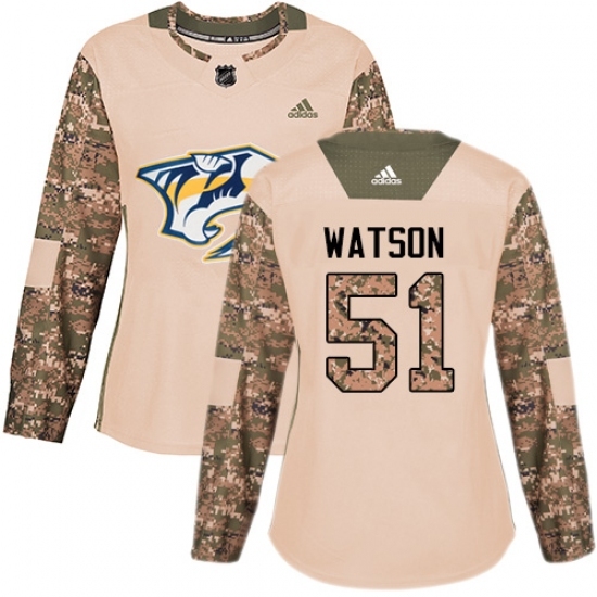 Women's Adidas Nashville Predators #51 Austin Watson Authentic Camo Veterans Day Practice NHL Jersey Women's Adidas Nashville Predators #51 Austin Watson Authentic Camo Veterans Day Practice NHL Jersey