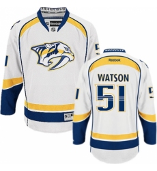 Women's Reebok Nashville Predators #51 Austin Watson Authentic White Away NHL Jersey