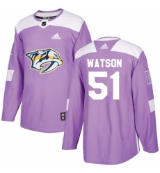 Youth Adidas Nashville Predators #51 Austin Watson Authentic Purple Fights Cancer Practice NHL Jersey