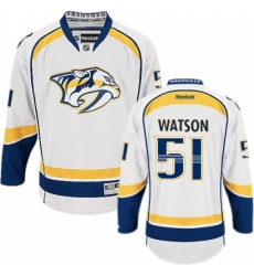 Youth Reebok Nashville Predators #51 Austin Watson Authentic White Away NHL Jersey