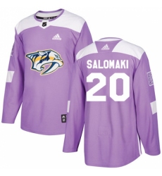 Men's Adidas Nashville Predators #20 Miikka Salomaki Authentic Purple Fights Cancer Practice NHL Jersey
