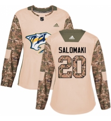 Women's Adidas Nashville Predators #20 Miikka Salomaki Authentic Camo Veterans Day Practice NHL Jersey