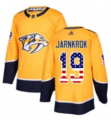Men's Adidas Nashville Predators #19 Calle Jarnkrok Authentic Gold USA Flag Fashion NHL Jersey