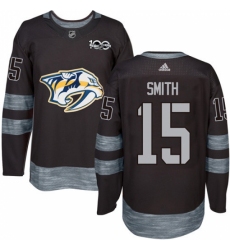 Men's Adidas Nashville Predators #15 Craig Smith Authentic Black 1917-2017 100th Anniversary NHL Jersey