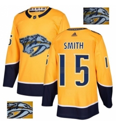 Men's Adidas Nashville Predators #15 Craig Smith Authentic Gold Fashion Gold NHL Jersey