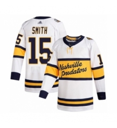 Men's Nashville Predators #15 Craig Smith Authentic White 2020 Winter Classic Hockey Jersey