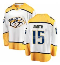 Men's Nashville Predators #15 Craig Smith Fanatics Branded White Away Breakaway NHL Jersey