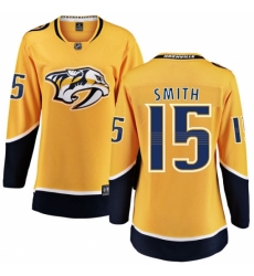 Women's Nashville Predators #15 Craig Smith Fanatics Branded Gold Home Breakaway NHL Jersey