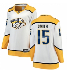 Women's Nashville Predators #15 Craig Smith Fanatics Branded White Away Breakaway NHL Jersey