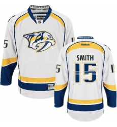 Women's Reebok Nashville Predators #15 Craig Smith Authentic White Away NHL Jersey