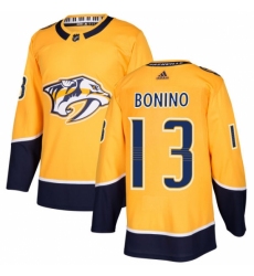 Men's Adidas Nashville Predators #13 Nick Bonino Authentic Gold Home NHL Jersey