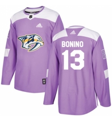 Men's Adidas Nashville Predators #13 Nick Bonino Authentic Purple Fights Cancer Practice NHL Jersey