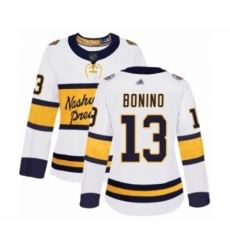 Women's Nashville Predators #13 Nick Bonino Authentic White 2020 Winter Classic Hockey Jersey