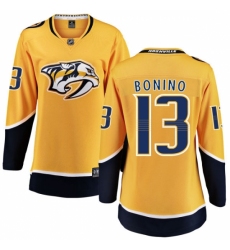 Women's Nashville Predators #13 Nick Bonino Fanatics Branded Gold Home Breakaway NHL Jersey