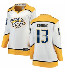 Women's Nashville Predators #13 Nick Bonino Fanatics Branded White Away Breakaway NHL Jersey