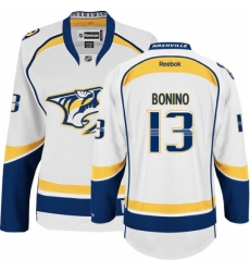 Women's Reebok Nashville Predators #13 Nick Bonino Authentic White Away NHL Jersey