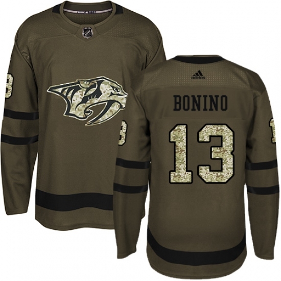 Youth Adidas Nashville Predators #13 Nick Bonino Authentic Green Salute to Service NHL Jersey Youth Adidas Nashville Predators #13 Nick Bonino Authentic Green Salute to Service NHL Jersey