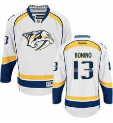 Youth Reebok Nashville Predators #13 Nick Bonino Authentic White Away NHL Jersey