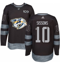 Men's Adidas Nashville Predators #10 Colton Sissons Authentic Black 1917-2017 100th Anniversary NHL Jersey