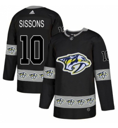 Men's Adidas Nashville Predators #10 Colton Sissons Authentic Black Team Logo Fashion NHL Jersey
