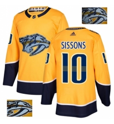 Men's Adidas Nashville Predators #10 Colton Sissons Authentic Gold Fashion Gold NHL Jersey