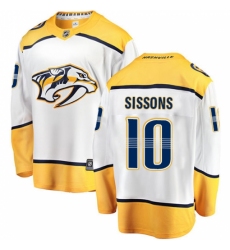 Men's Nashville Predators #10 Colton Sissons Fanatics Branded White Away Breakaway NHL Jersey