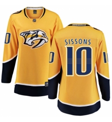 Women's Nashville Predators #10 Colton Sissons Fanatics Branded Gold Home Breakaway NHL Jersey