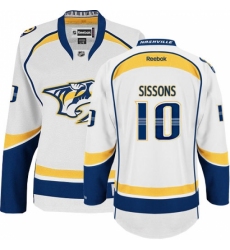 Women's Reebok Nashville Predators #10 Colton Sissons Authentic White Away NHL Jersey